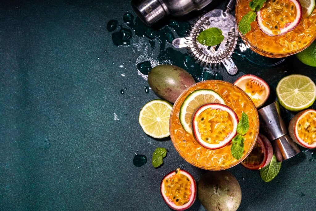Passion fruit juice preparation at home